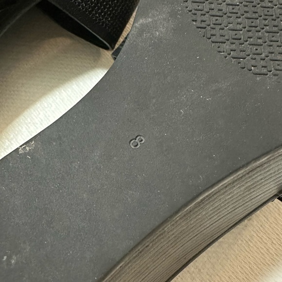 Vintage Tory Burch Lowell/Patti Style Black Wedge Leather Sandals Size 8 VGUC - Picture 8 of 13